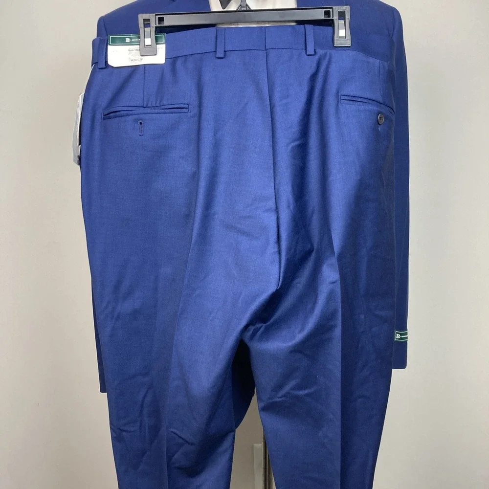 B By Brooks Brothers Mens 2-pc Suit Classic-Fit Jacket 46S Pant 38x30 Blue Wool